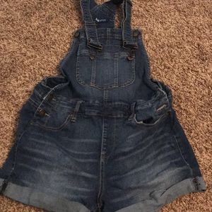 Blue overall shorts